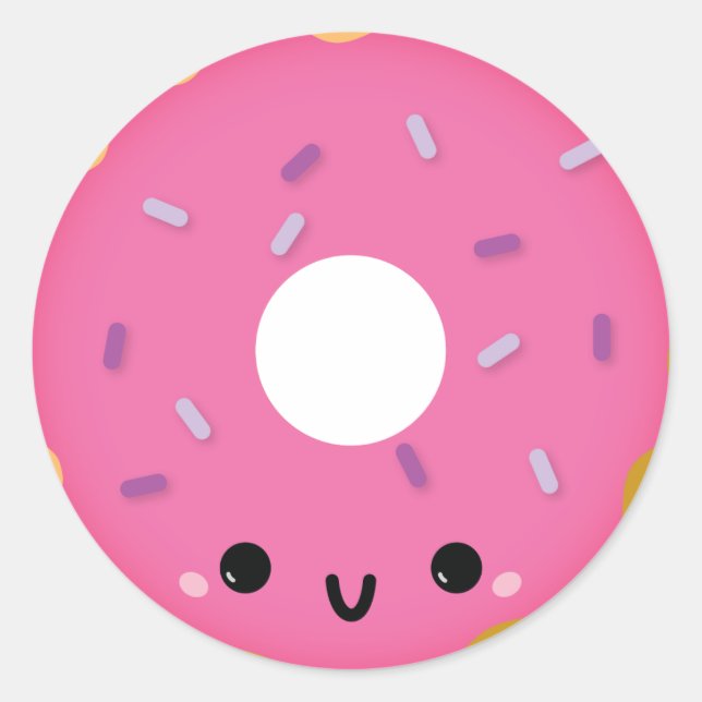 Cute Pink Doughnut Sticker (Front)