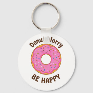 Cute Pink Doughnut with Sprinkles Keychain