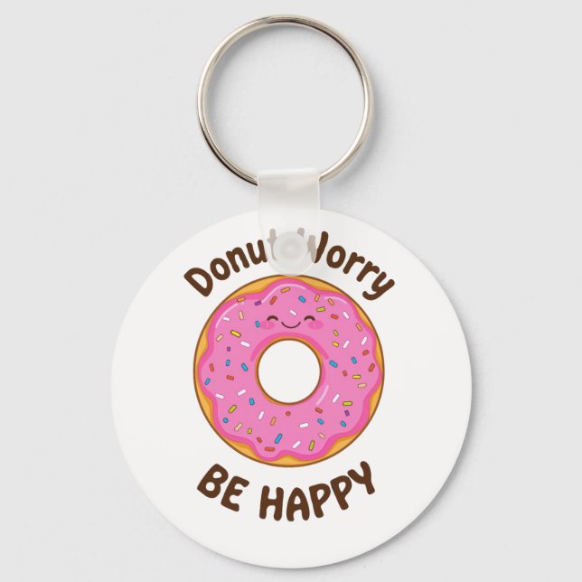 Cute Pink Doughnut with Sprinkles Keychain (Front)
