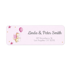 Cute Pink Dragon Baby Shower Return Address