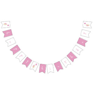 Cute Pink Dragon Happy Birthday Bunting Flags