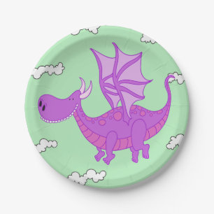 Cute Pink Dragon Paper Plates