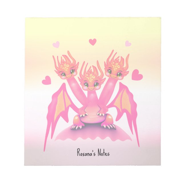 Cute pink dragons notepad (Front)