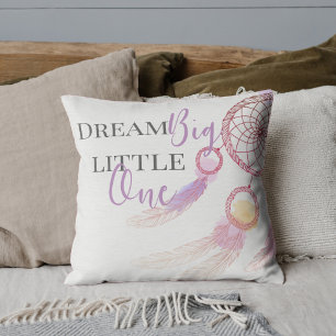 Cute Pink Dream Big Little One Dream Quote Throw Pillow