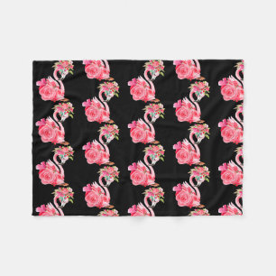 Cute pink dreaming girl baby flamingo with fleece blanket