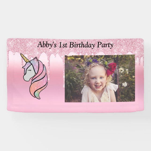 Cute Pink Dripping Glitter  Banner (Horizontal)