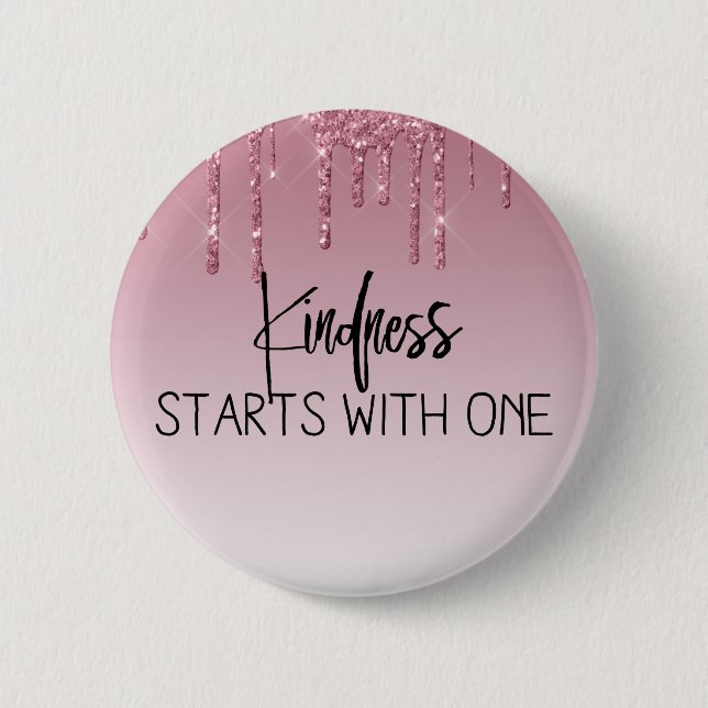 Cute Pink Dripping Glitter Inspirational 2 Inch Round Button (Front)