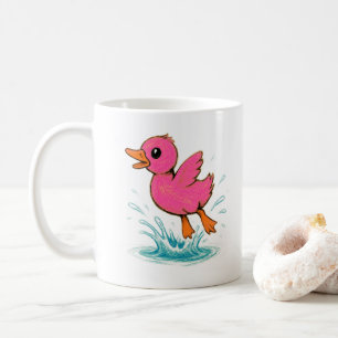 Cute Pink Duck Custom Name Coffee Mug