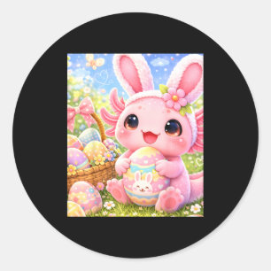 Cute pink easter bunny axolotl classic round sticker