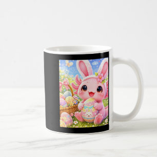 Cute pink easter bunny axolotl coffee mug