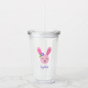 Cute Pink Easter Bunny Girl Personalized Acrylic Tumbler