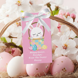 Cute Pink Easter Bunny Personalized Children's Gift Tags
