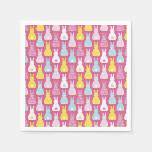Cute Pink Easter Bunny Rabbit Paper Napkins