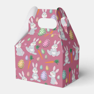 Cute Pink Easter Bunny Rabbit Pattern Favor Box