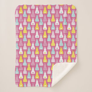 Cute pink Easter bunny rabbit pattern Sherpa Blanket