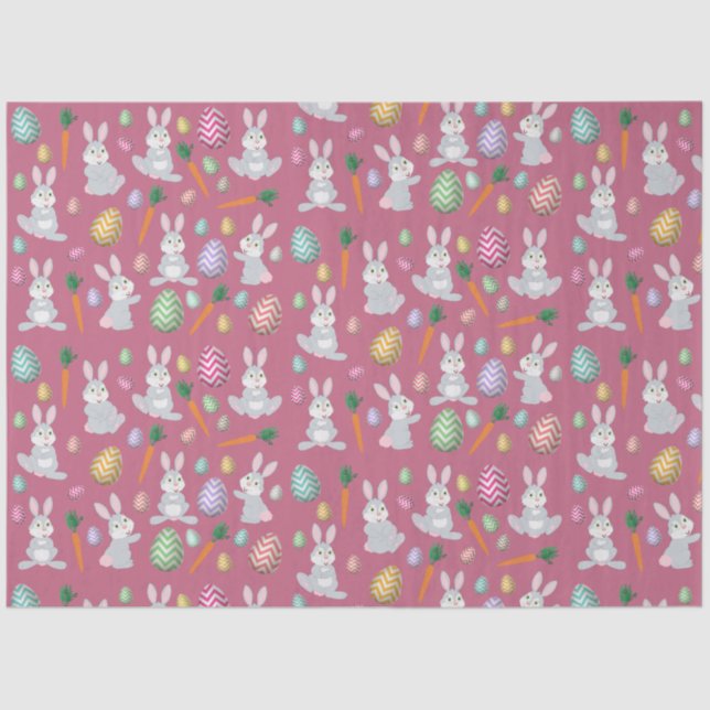 Cute Pink Easter Bunny Rabbit Pattern Tissue Paper (Front)