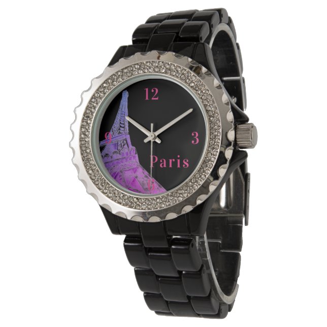 Cute Pink Eiffel Tower Watch (Angled)