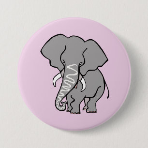 Cute pink ELEPHANT- Animal lover -Wildlife 3 Inch Round Button