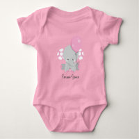 Cute Pink Elephant Baby Girl Monogram Tutu