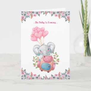 Cute Pink Elephant Baby Shower Folded Invitation