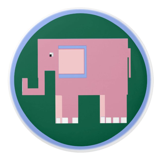 Cute pink elephant ceramic knob (Front)