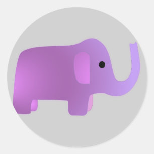 Cute Pink Elephant Classic Round Sticker