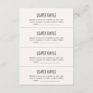 Cute pink elephant Diaper Raffle game card