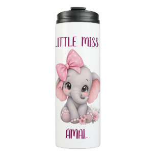 Cute Pink Elephant Little Miss Custom Thermal Tumb Tumbler
