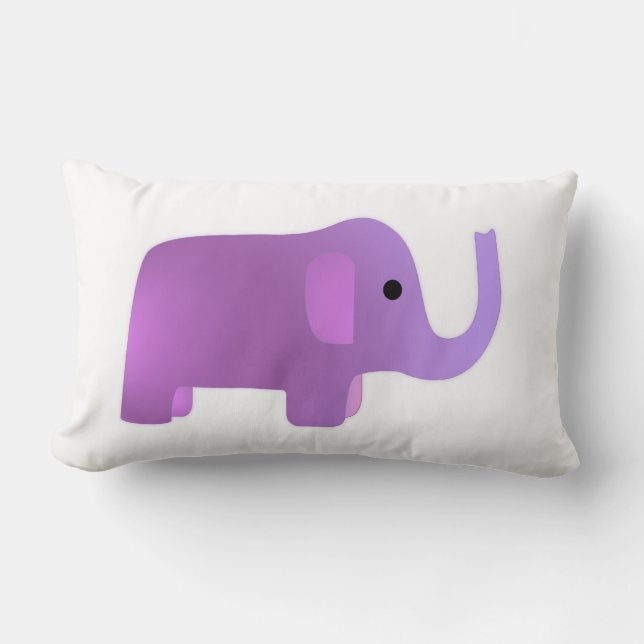 Cute Pink Elephant Lumbar Pillow (Front)