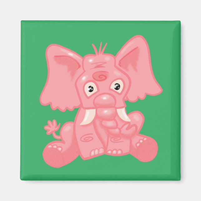 Cute Pink Elephant Magnet (Front)