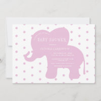 Cute Pink Elephant Polkadots Baby Shower