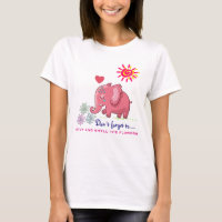 Cute Pink Elephant Smelling Daisies With Saying