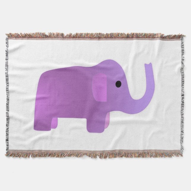 Cute Pink Elephant Throw Blanket (Front)
