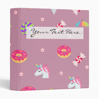 cute pink emoji unicorns candies flowers lollipops binder