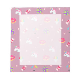 cute pink emoji unicorns candies flowers lollipops notepad