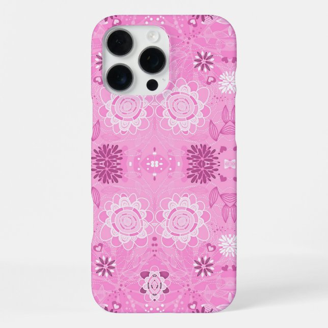 Cute pink exquisite handpainted pattern background iPhone case (Back)