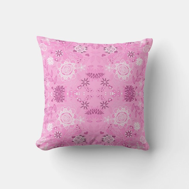 Cute pink exquisite handpainted pattern background throw pillow (Front)