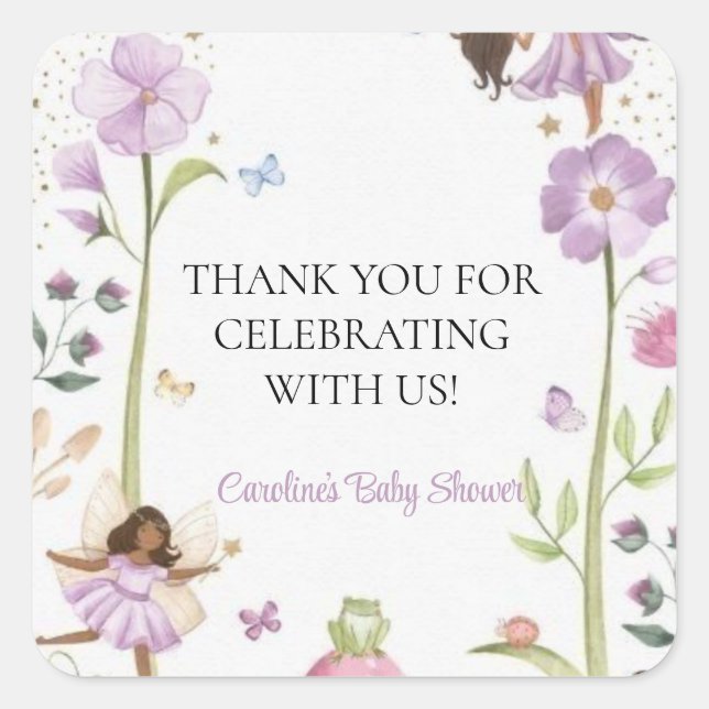Cute Pink fairy Coquette primer cumpleaños Square Sticker (Front)
