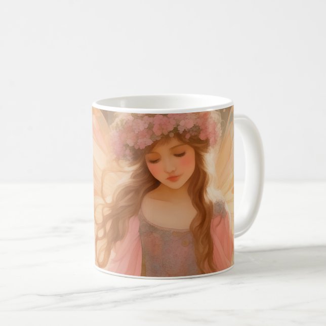 Cute Pink Fairy Fantasy Painting Coffee Mug (Front Right)