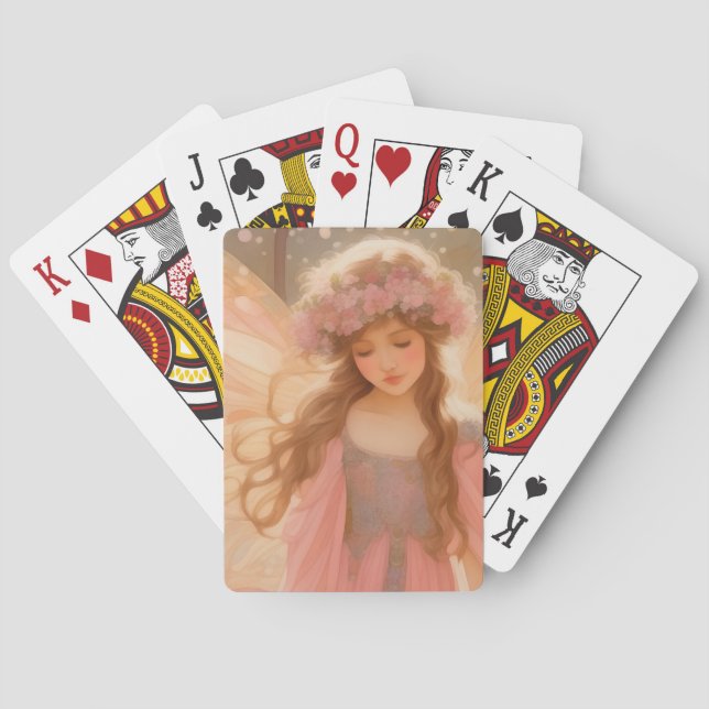 Cute Pink Fairy Fantasy Painting Playing Cards (Back)