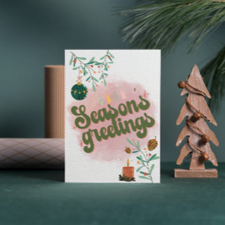 Cute pink Family or business Flat Holiday Card