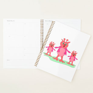 Cute Pink Fantasy Creatures Whimsical Aliens Planner
