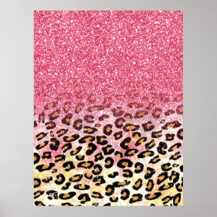 Cute pink faux glitter leopard animal print