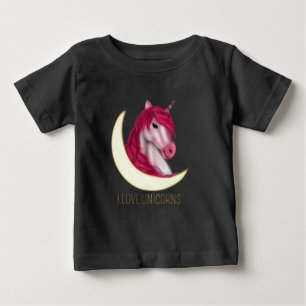 Cute pink faux gold magical Unicorn customizable Baby T-Shirt