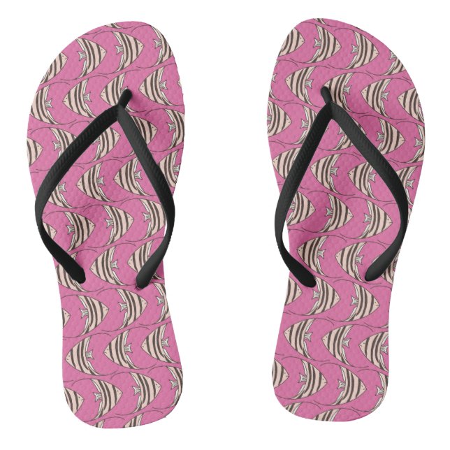 Cute pink fish pattern flip flops (Footbed)