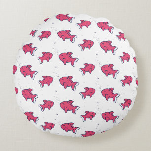 Cute Pink Fish Pattern Round Pillow