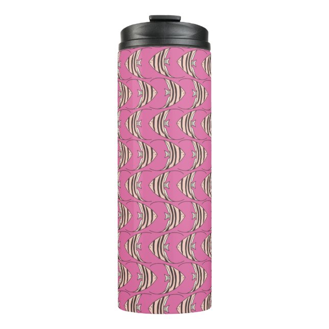 Cute pink fish pattern thermal tumbler (Front)