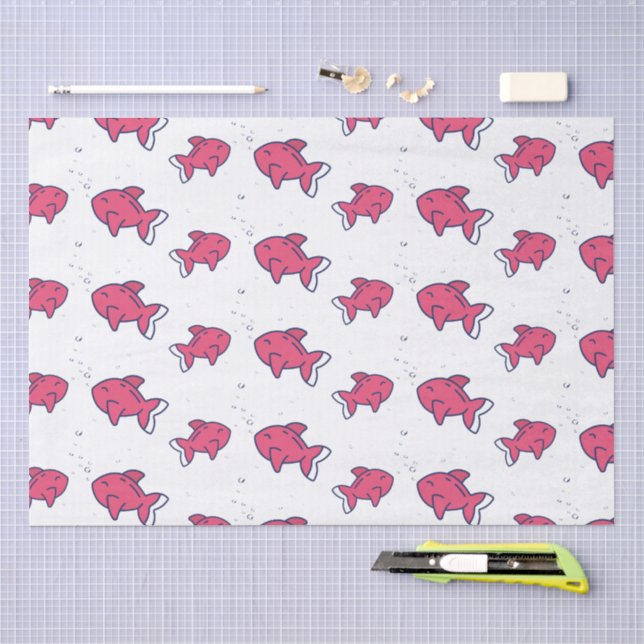 Cute Pink Fish Pattern Tissue Paper (Craft)