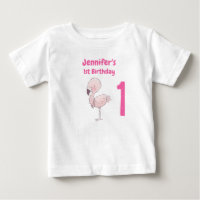 Cute Pink Flamingo 1st Birthday