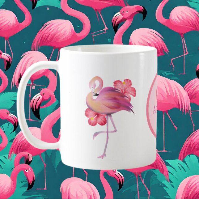cute pink flamingo add monogram Coffee Mug (Creator Uploaded)